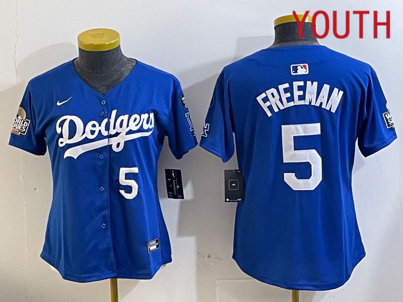 Youth Los Angeles Dodgers #5 Freeman Blue Game 2024 Nike MLB Jersey style 112116->youth mlb jersey->Youth Jersey
